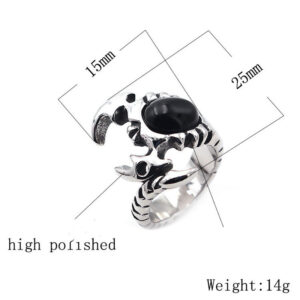 Vintage Men’s Titanium Steel Ring Domineering Scorpion Gemstone Stainless