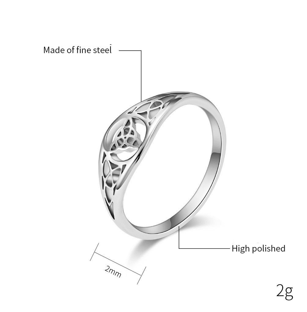 Viking Triangle Knot Hollow Titanium Steel Ring - Image 9