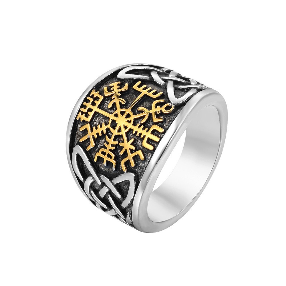 Retro Heavy Metal Style Nordic Viking Men's Titanium Steel Ring - Image 2