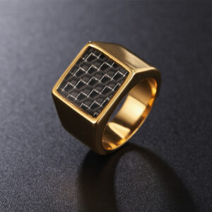 Carbon Fiber Square Titanium Steel Ring