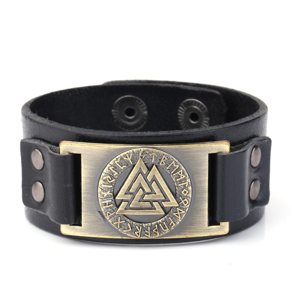 Nordic Vintage Viking Totem Leather Bracelet Odin Luenwen Men's Bracelet - Image 10