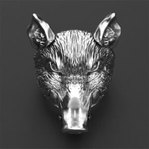 Vintage Rampage Boar Stainless Steel Men’s Ring
