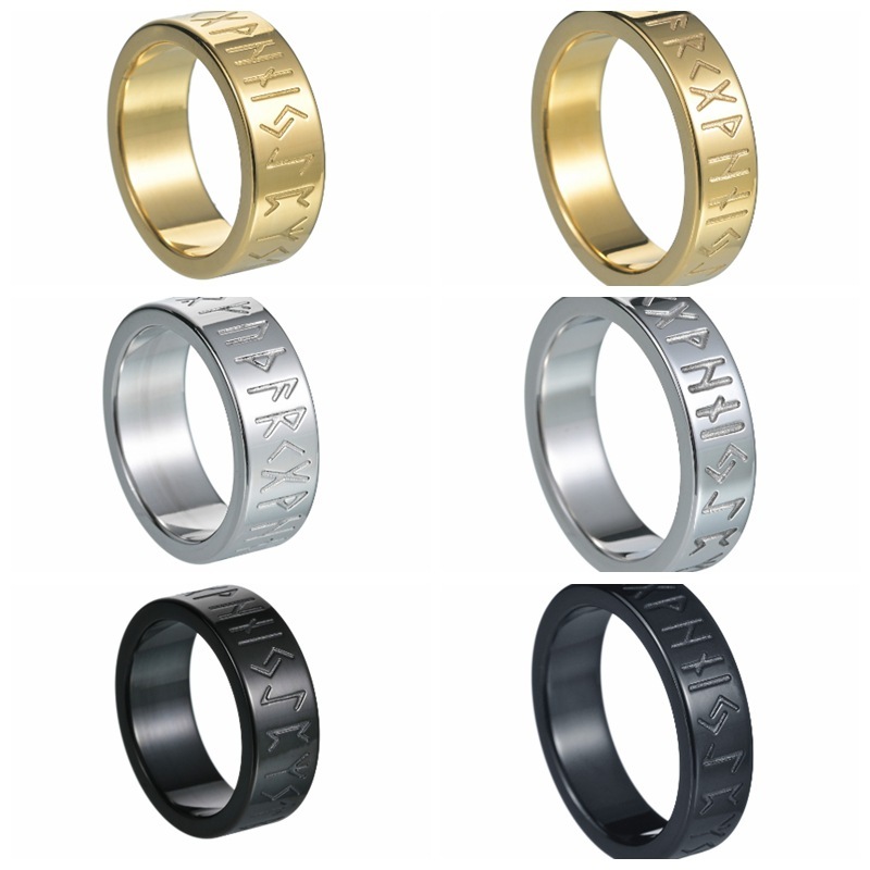 Nordic Retro Viking Rune Titanium Steel Ring - Image 8