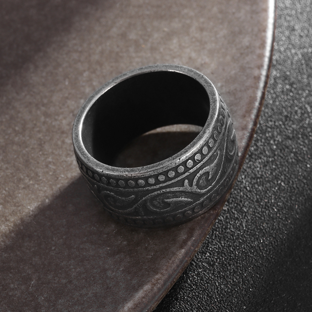 Men's Titanium Steel Personality Totem Wide Ring - Image 4