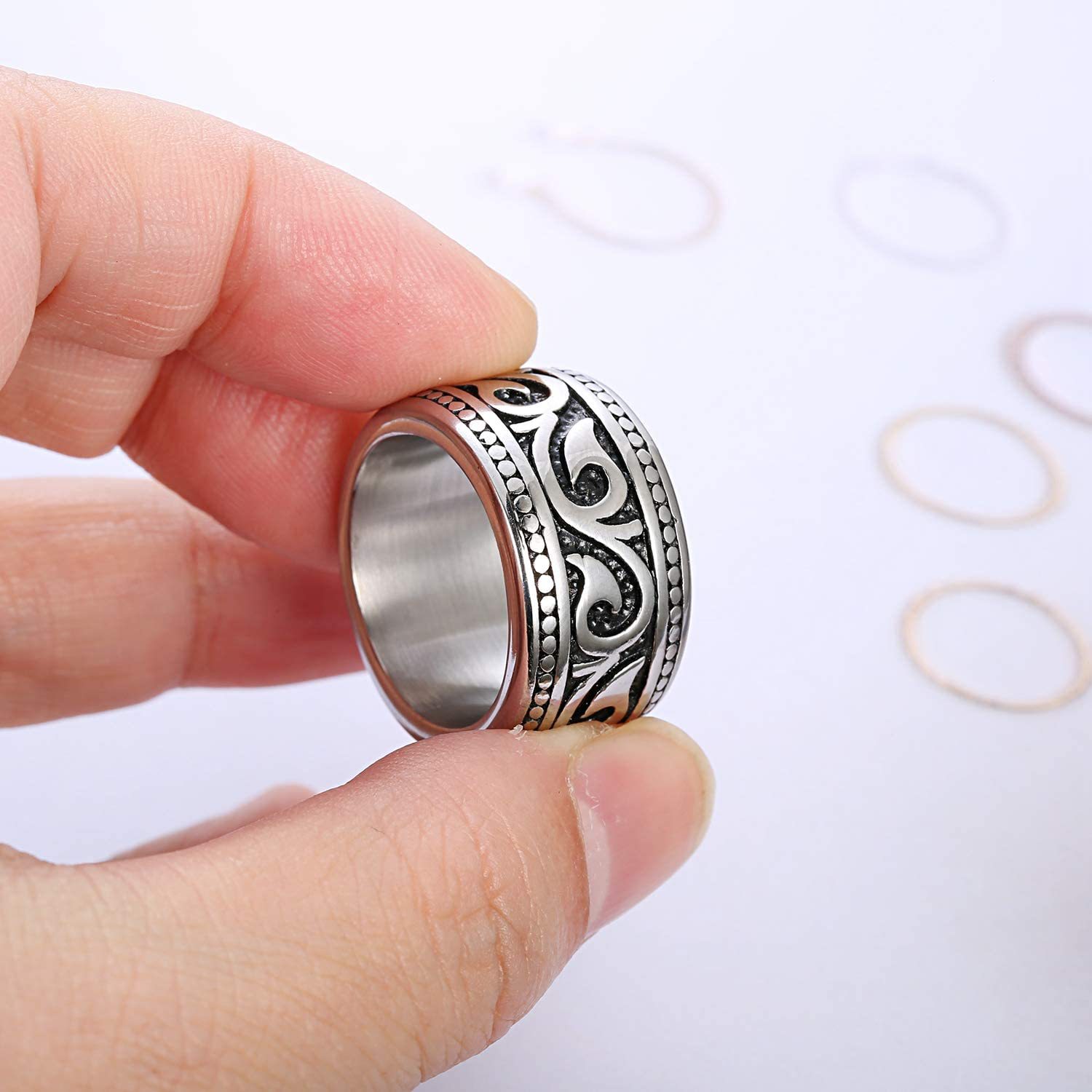Men's Titanium Steel Personality Totem Wide Ring - Image 3