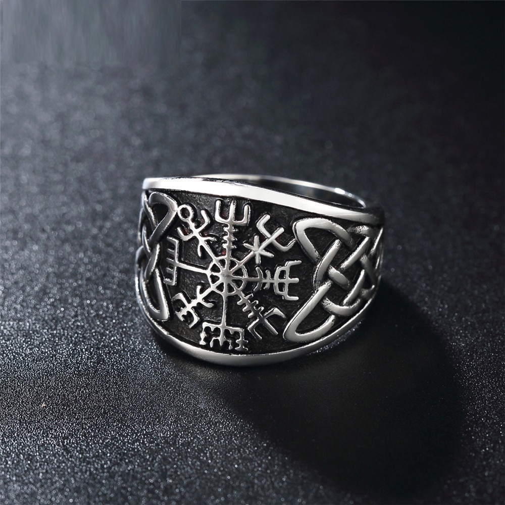 Retro Heavy Metal Style Nordic Viking Men's Titanium Steel Ring - Image 4