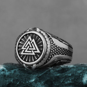 Viking Triangle Rune Titanium Steel Ring Men’s Stainless Steel Hand Jewelry