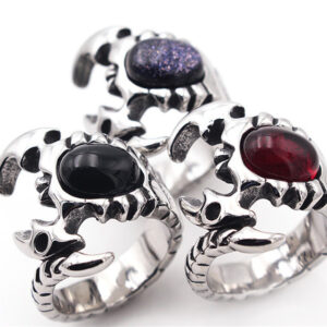 Vintage Men’s Titanium Steel Ring Domineering Scorpion Gemstone Stainless