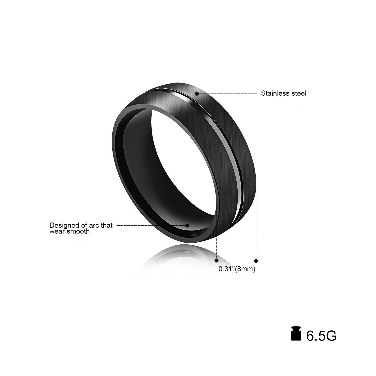 Classic Atmospheric Men's Ring Black Titanium Steel Ring - Image 2