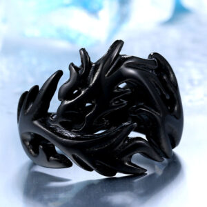 Trendy Fashion Stainless Steel Dragon-shaped Open Ring Personality Men Titanium Steel Ring Ornament