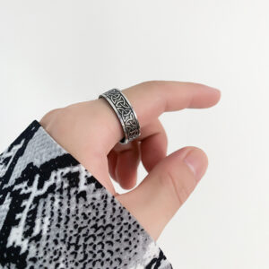 Men’s Nordic Style Titanium Steel Viking Lettering Ring