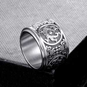Transshipment Can Rotate The Four Big Beasts Titanium Steel Ring, Personalized Jewelry, Stainless Steel Ring
