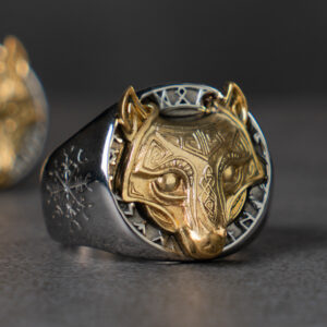 Men’s Hip Hop Vintage Viking Wolf Head Index Finger Titanium Steel Ring