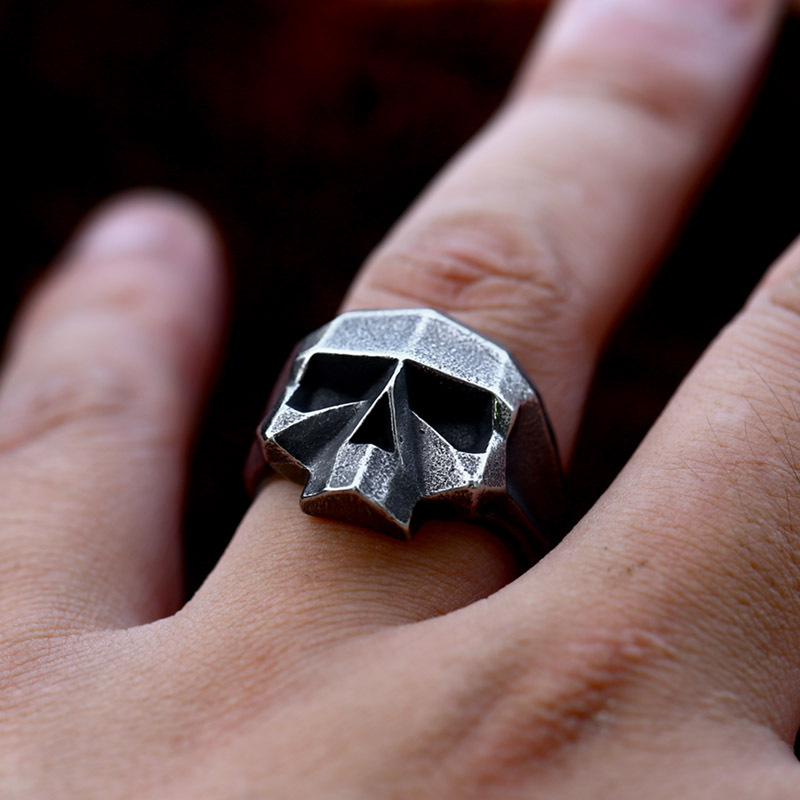 Retro Stainless Steel Robot Ghost Head Ring - Image 7