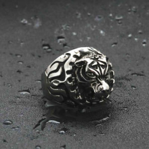 Titanium Steel Flame Cheetah Ring Retro Fashion Male Punk Stainless Steel Animal