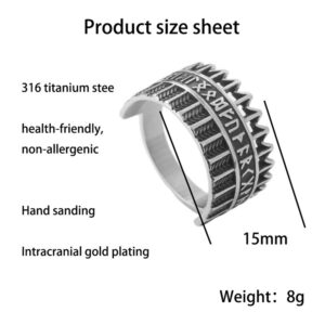 Titanium Steel Viking Warrior Ring Vintage Men Punk