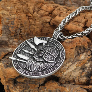 Viking Culture Odin Helmet Axe Round Men’s Accessory Necklace