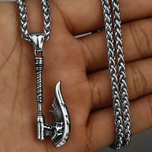Retro Axe Rune Titanium Steel Pendant Style Men’s Fashion Creative Pendant Necklace