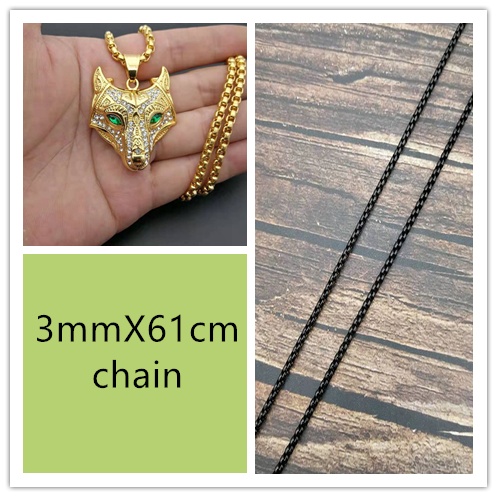 Men Stainless Steel Necklace Gold Color Viking Wolf Head Necklace Pendant With Chain Iced Out Norse Talisman Ethnic Jewelry - Image 6