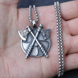 Stainless Steel Axe Disc Necklace