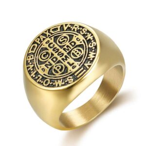Vintage Personalized Hip Hop Punk Titanium Steel Ring Letters Men’s Stainless Steel Ornament