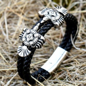 Viking Animal Stainless Steel Leather Bracelet Wholesale Retro Personality Crow
