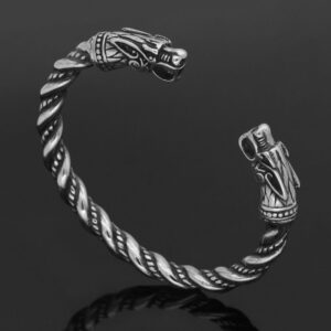 New Fashion Mythical Viking Pirate Stainless Steel Retro Double-headed Dragon Open Solid Bracelet