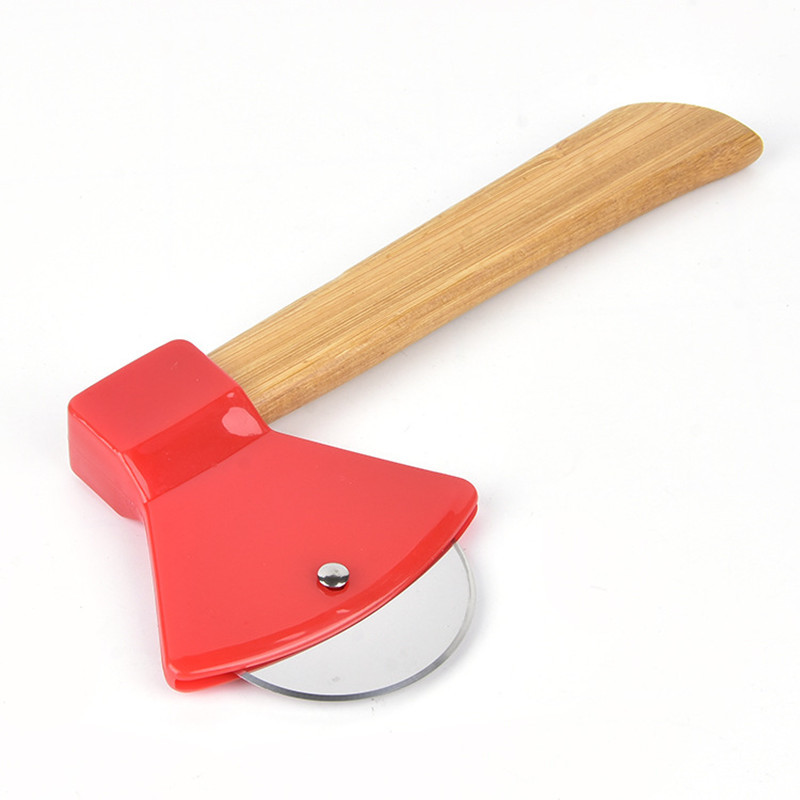 Pizza Cutter With Axe Pizza Cutter Round Cake Cutter With Bamboo Handle Pizza Cutter - Image 5