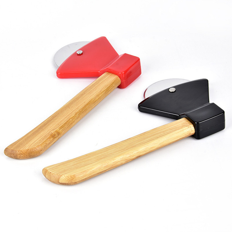 Pizza Cutter With Axe Pizza Cutter Round Cake Cutter With Bamboo Handle Pizza Cutter - Image 4