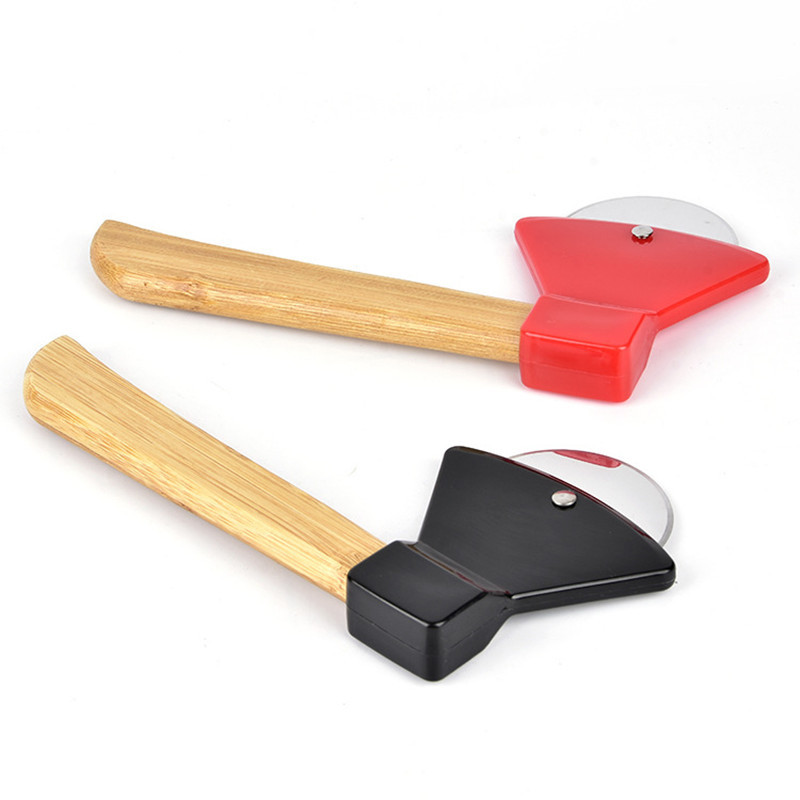 Pizza Cutter With Axe Pizza Cutter Round Cake Cutter With Bamboo Handle Pizza Cutter - Image 2