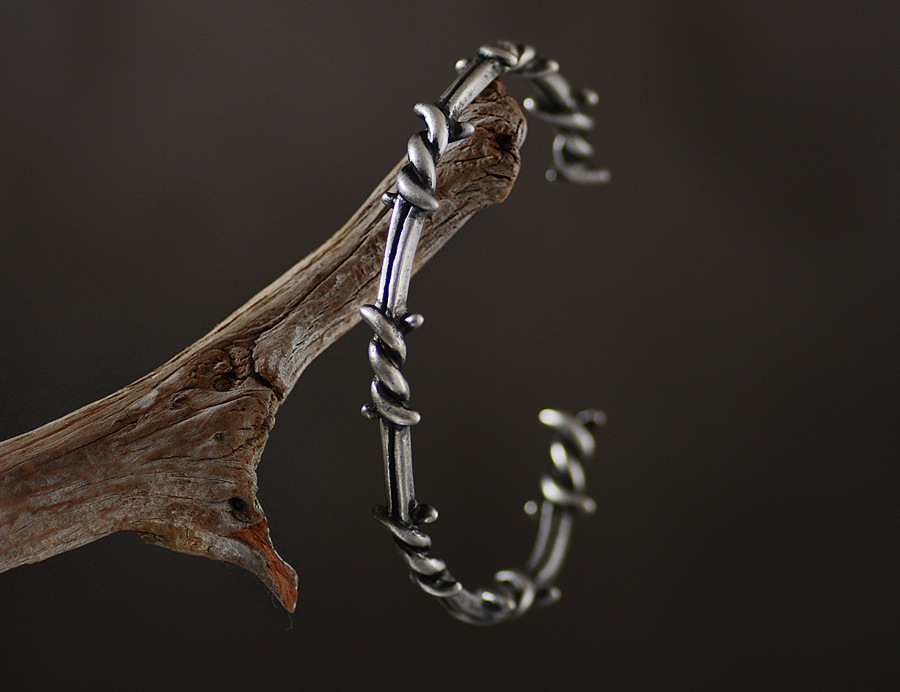 Men'S Bracelet Cuffs Twist Thorn Line Pulse Titanium Steel Geometric Bracelet Jewelry Viking Bracelet - Image 2