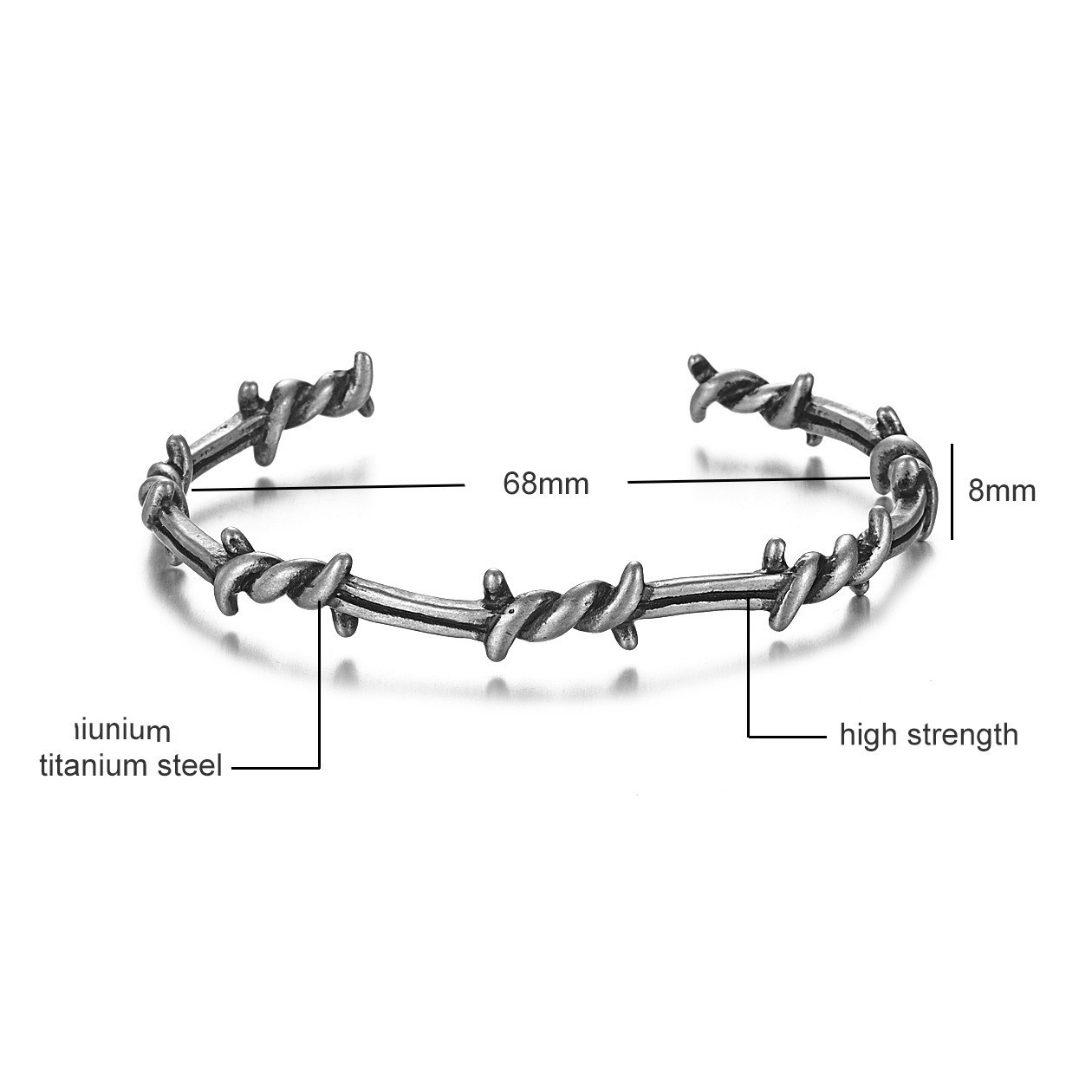 Men'S Bracelet Cuffs Twist Thorn Line Pulse Titanium Steel Geometric Bracelet Jewelry Viking Bracelet - Image 4