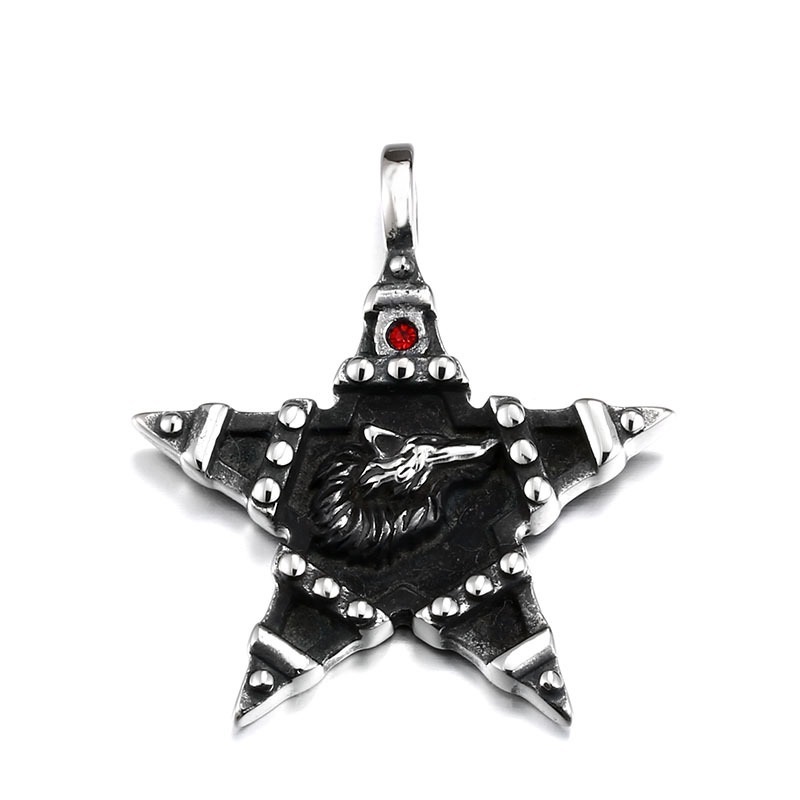 Titanium Steel Ball Bead Chain Viking Wolf Head Necklace - Image 6