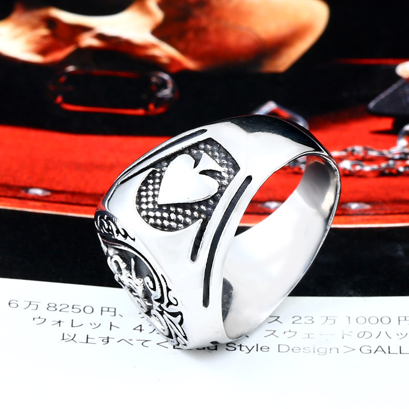 Black Heart Vintage Stainless Steel Ring - Image 9
