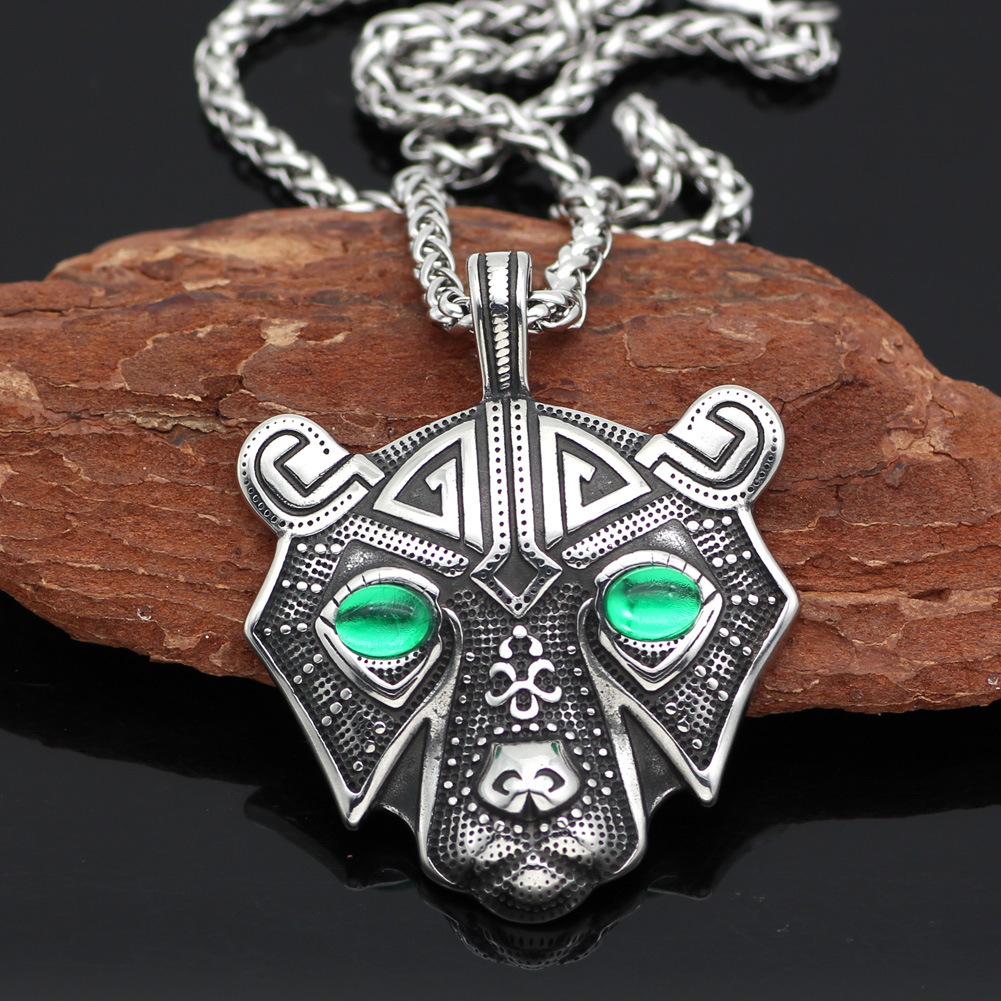 Stainless Steel Norwegian Nordic Viking Bear Head Titanium Steel Pendant Necklace Female Male Trendy Charm - Image 8