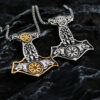 Mjolnir Wolf Vegvisir Necklace