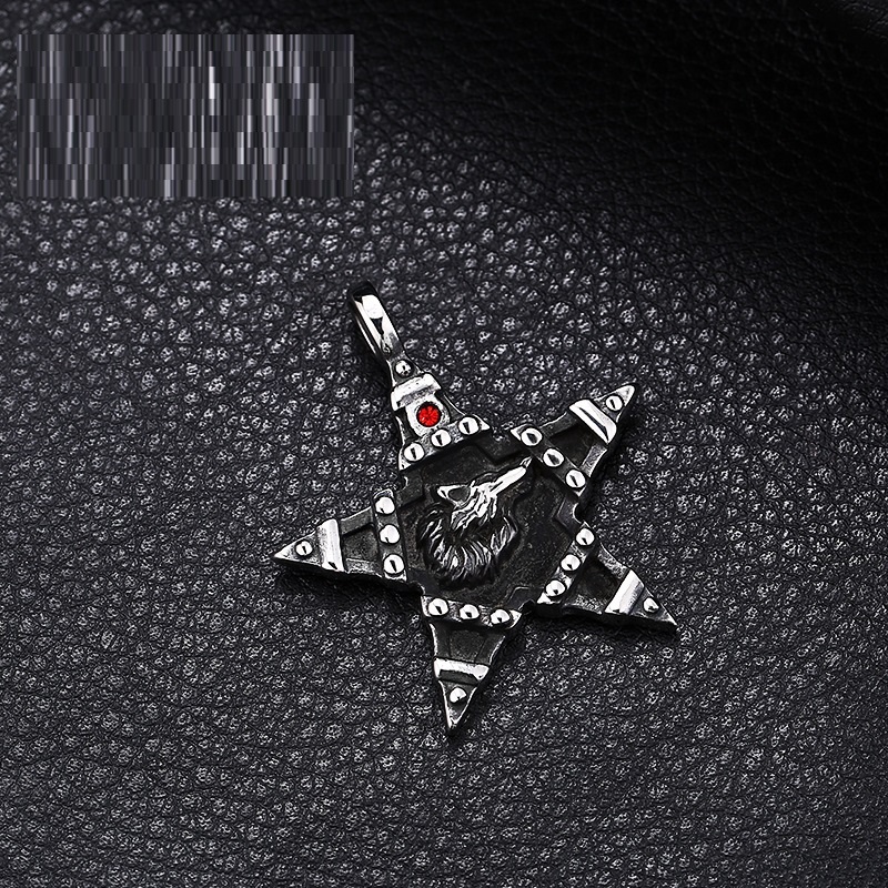 Titanium Steel Ball Bead Chain Viking Wolf Head Necklace - Image 8