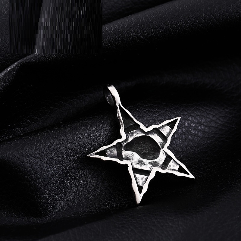 Titanium Steel Ball Bead Chain Viking Wolf Head Necklace - Image 9