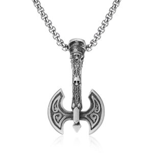 VIKING FORCE LABORATORIES Double-position Axe Charm Titanium Steel Necklace Vintage Viking