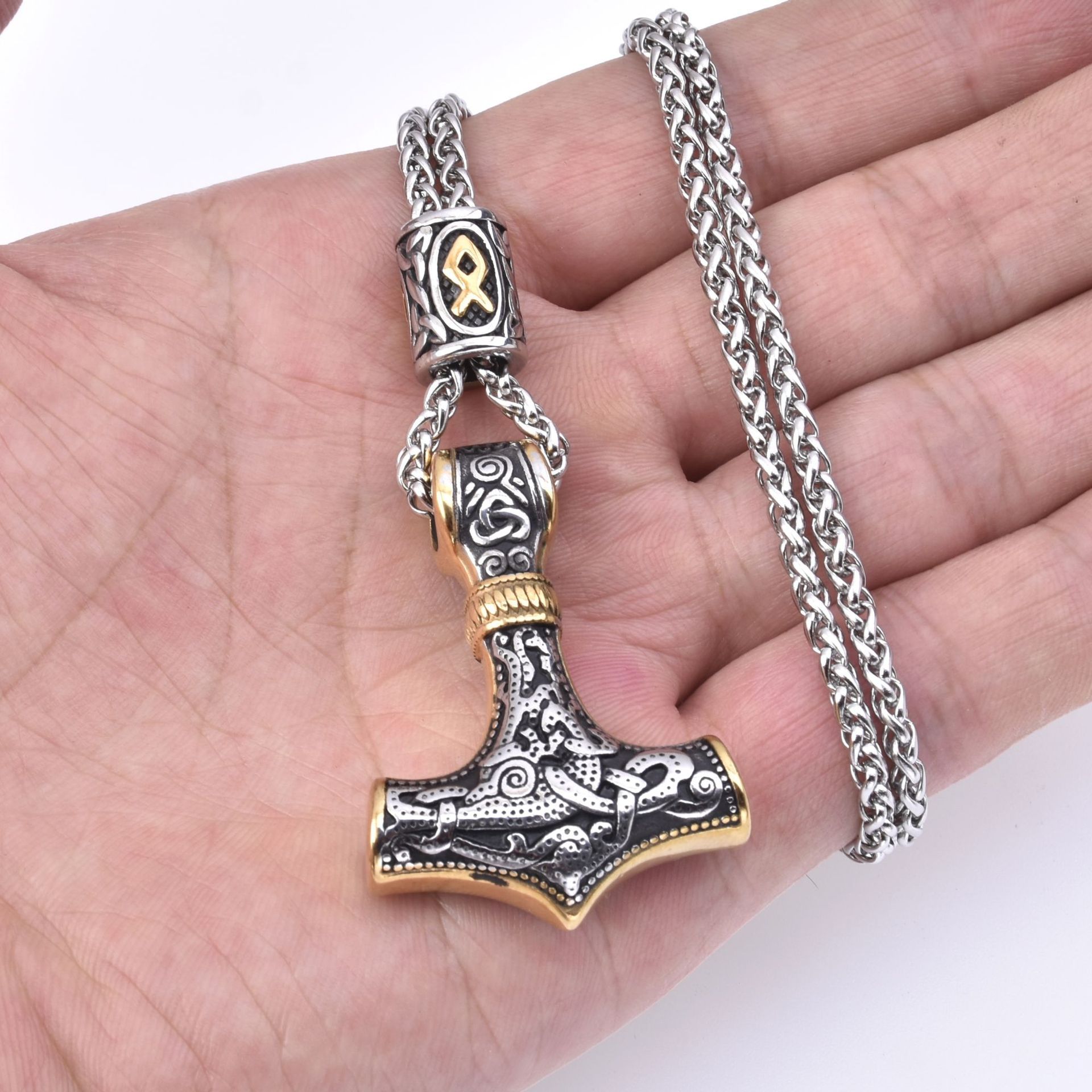 Stainless Steel Viking Impactor Pendant Necklace - Image 2