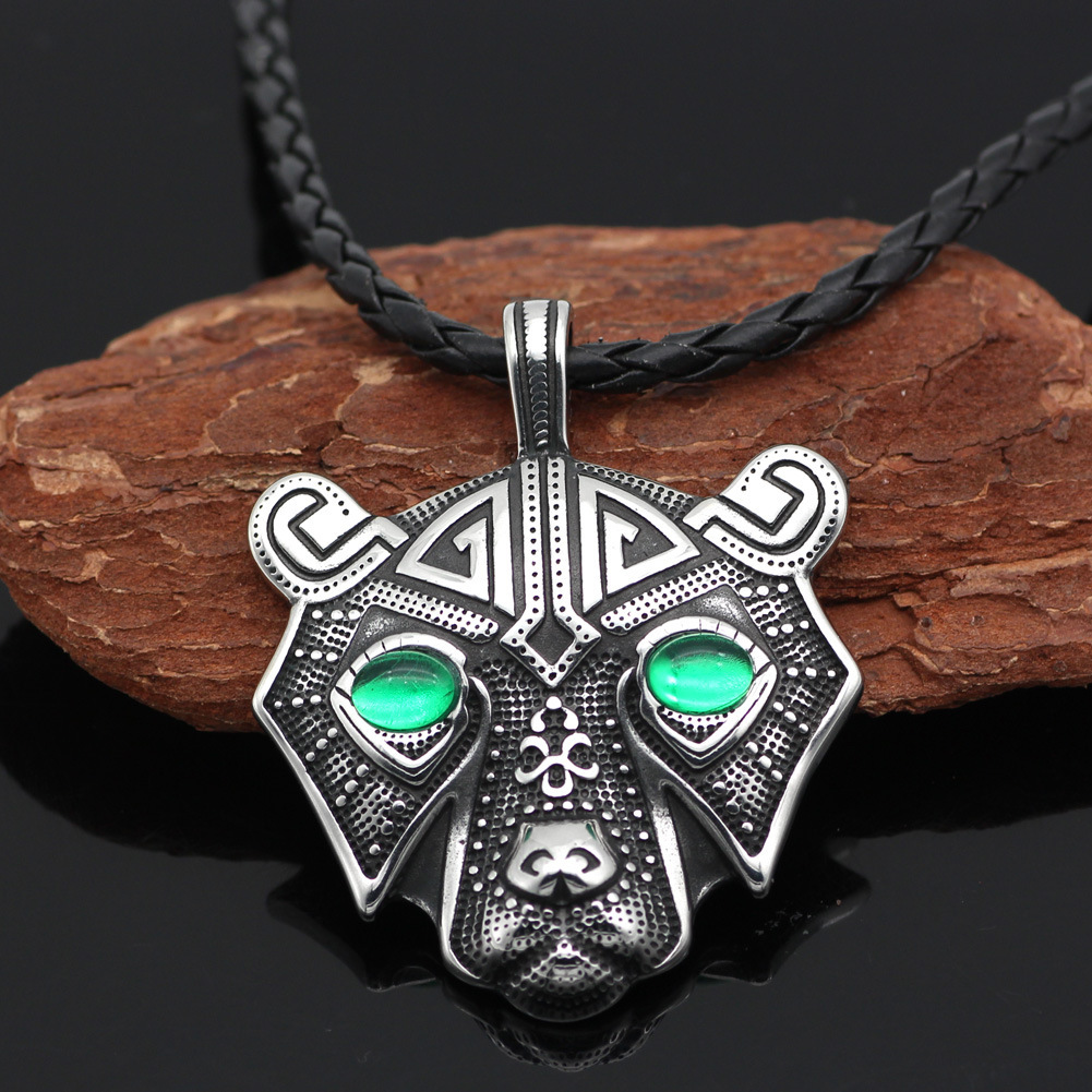 Stainless Steel Norwegian Nordic Viking Bear Head Titanium Steel Pendant Necklace Female Male Trendy Charm - Image 9