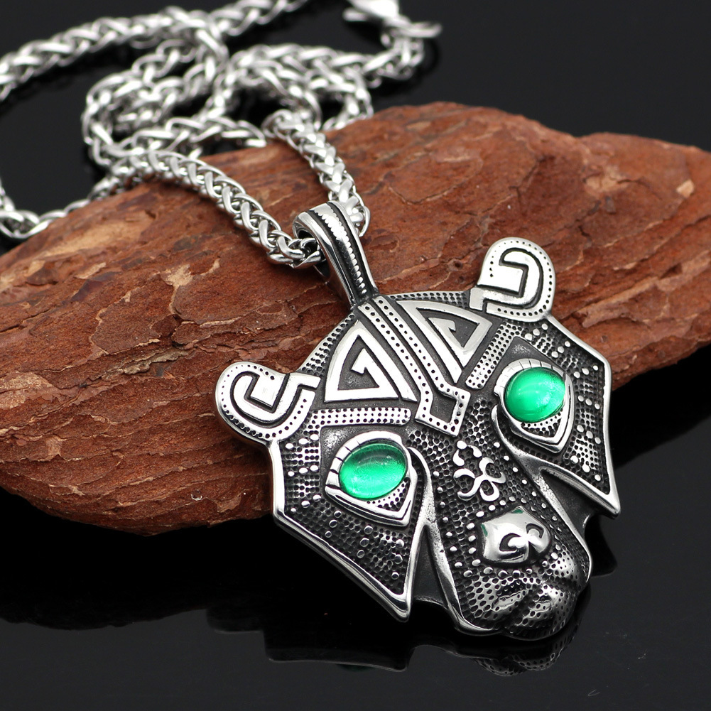 Stainless Steel Norwegian Nordic Viking Bear Head Titanium Steel Pendant Necklace Female Male Trendy Charm - Image 6