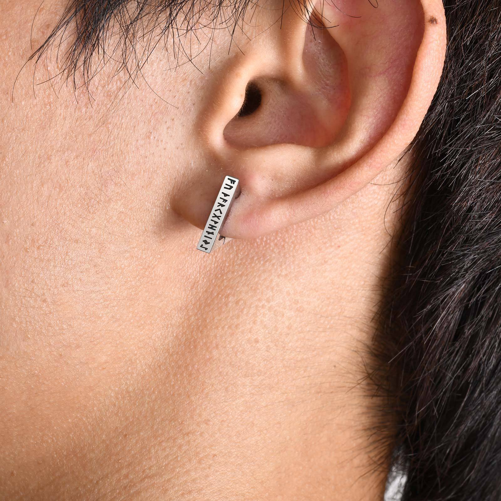 Stainless Steel Geometric Triangle Corrosion Viking Symbol Earrings Men Ornament - Image 3