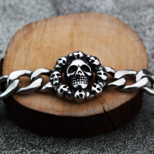 Nordic Viking Men’s Skull Titanium Steel Bracelet