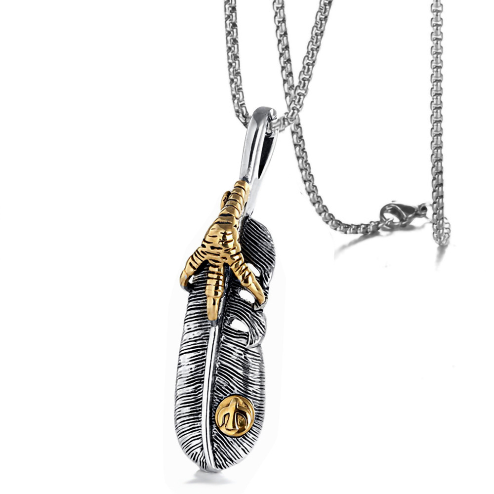 Titanium Steel Casting Feather Pendant Necklace - Image 2