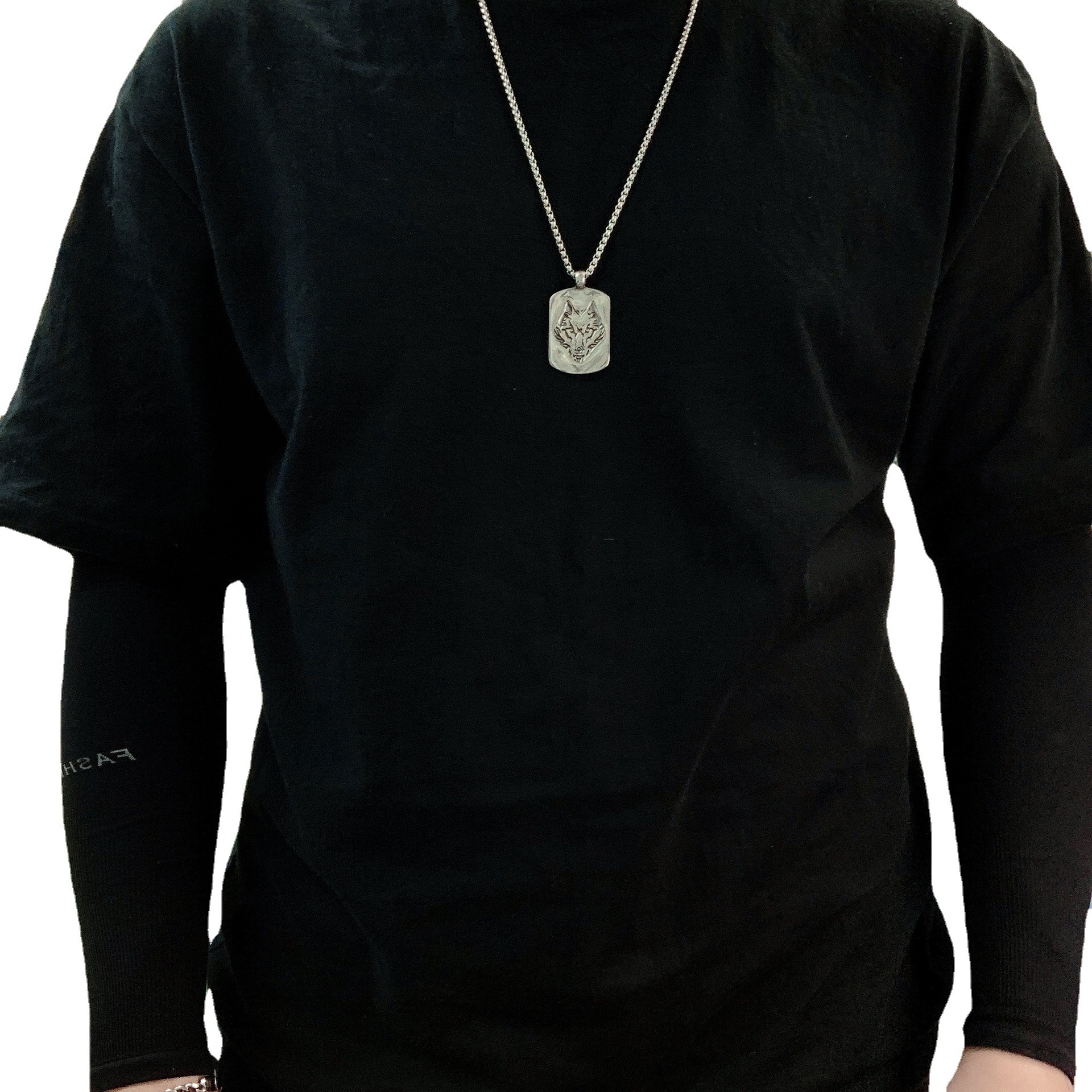 Men's New Viking Wolf Pendant Titanium Steel Personality Necklace - Image 2