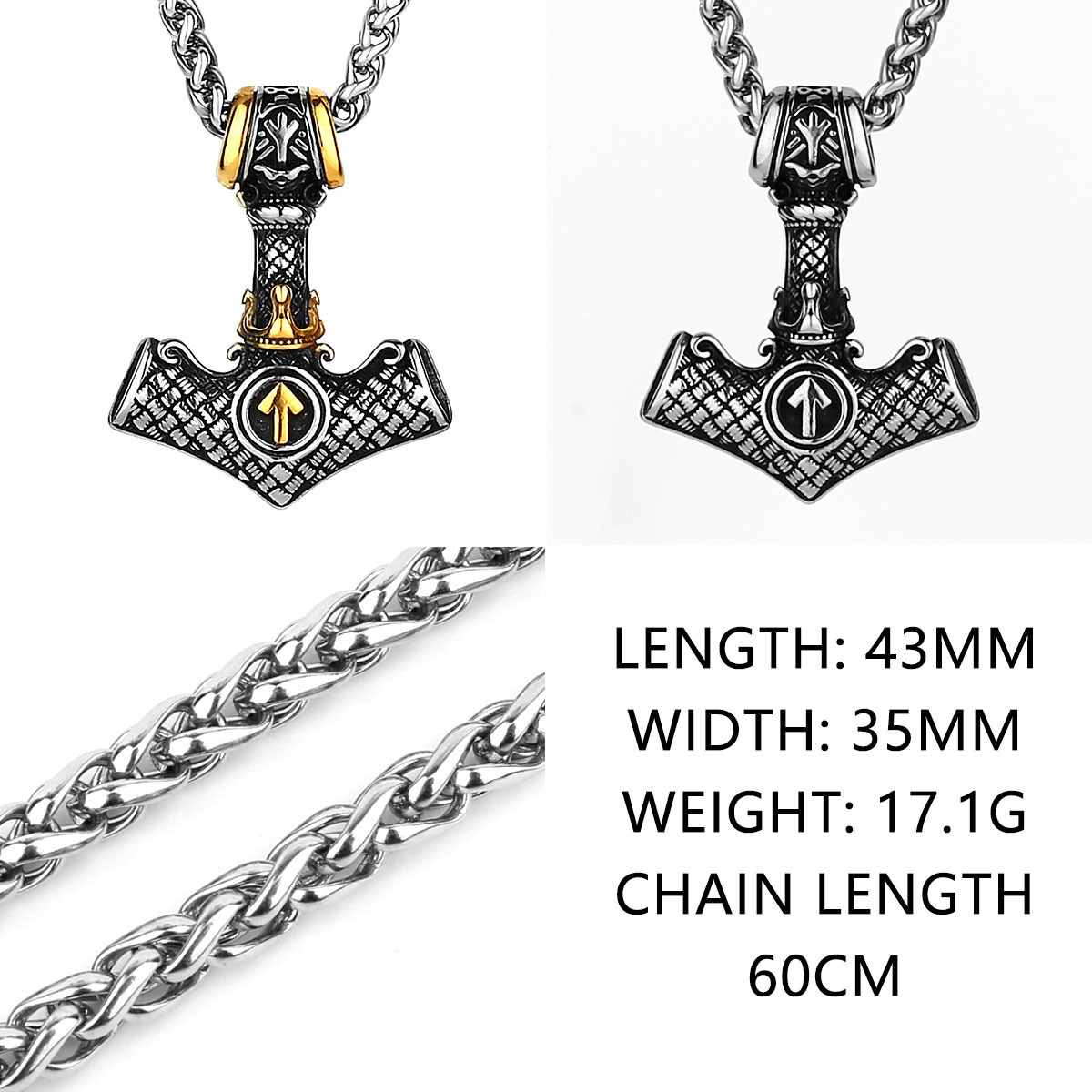 Viking Aoding Triangle Rune Titanium Steel Pendant - Image 5
