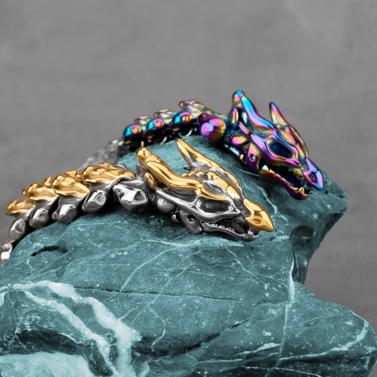 Men's Vintage Stainless Steel Viking Punk Keel Chain Titanium Steel Bracelet - Image 9