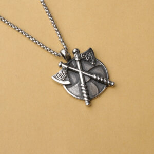 Stainless Steel Axe Disc Necklace