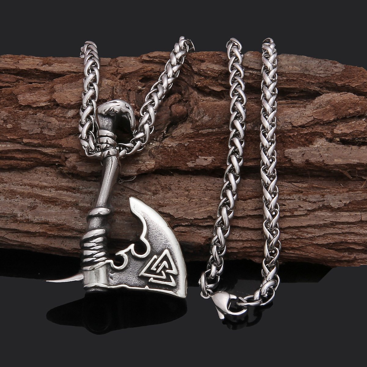 Axe Pendant Titanium Steel Orchid Chain Men - Image 10